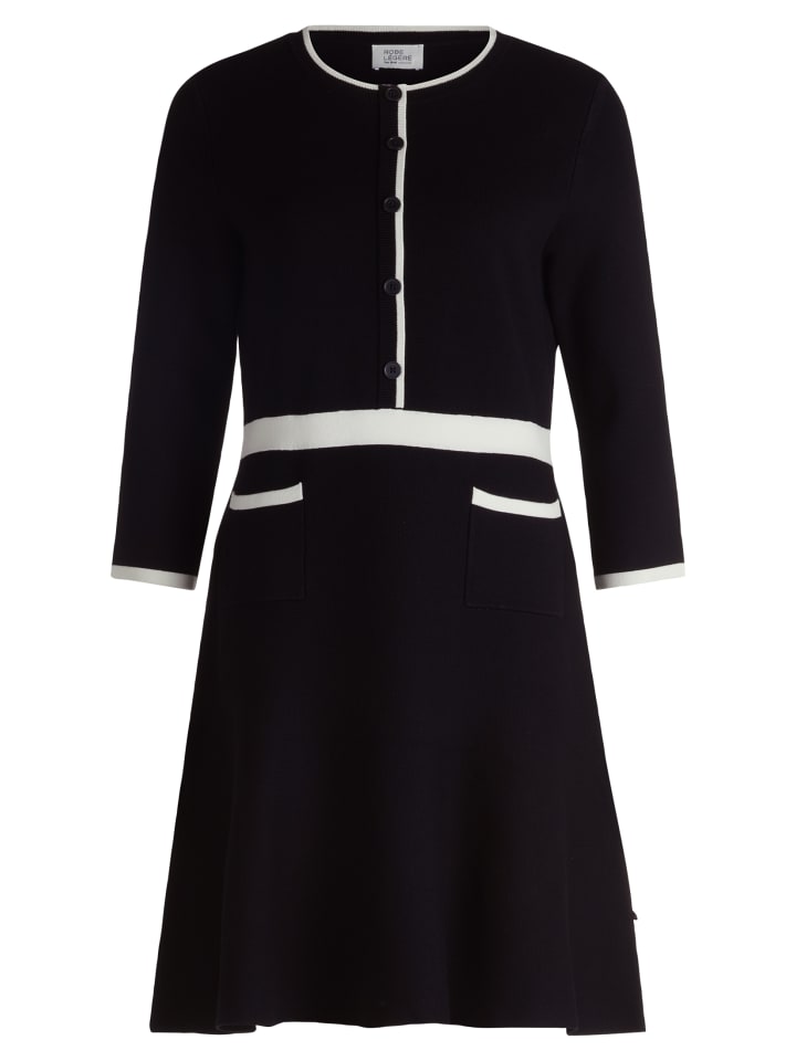 

Vera Mont Черно-белое вязаное платье с круглым вырезом