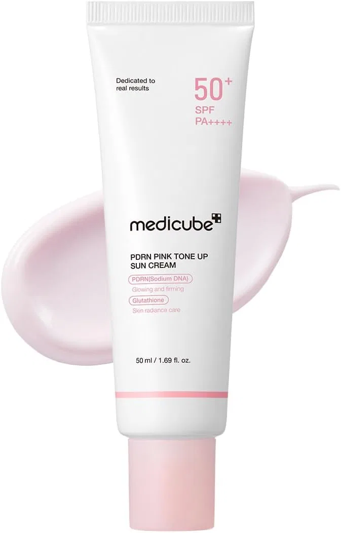 Солнцезащитный крем для лица медикуб pdrn pink tone up sun cream spf 50+ pa+++ 50 мл Medicube