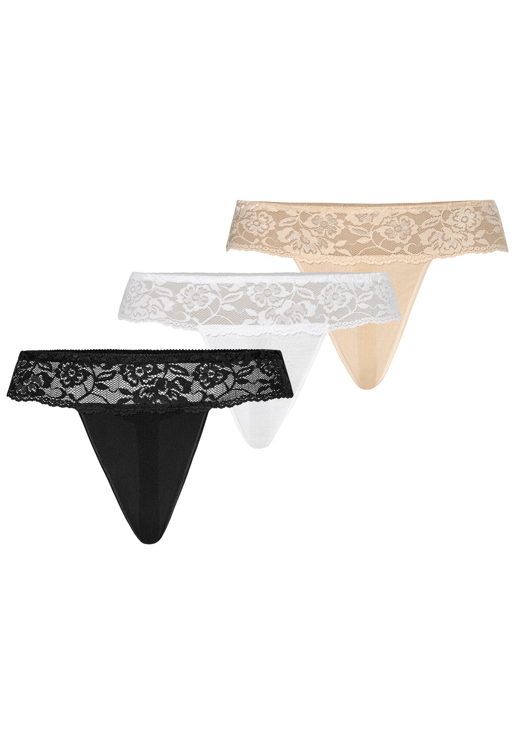 

Стринги Teyli 3 шт: Damen Tanga mit floraler Spitze Comfo, разноцветный