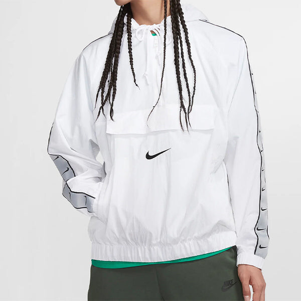 Куртка Nike Sportswear Swoosh Long Sleeve Printed Loose Pocket Hoodie White, белый — фото 4
