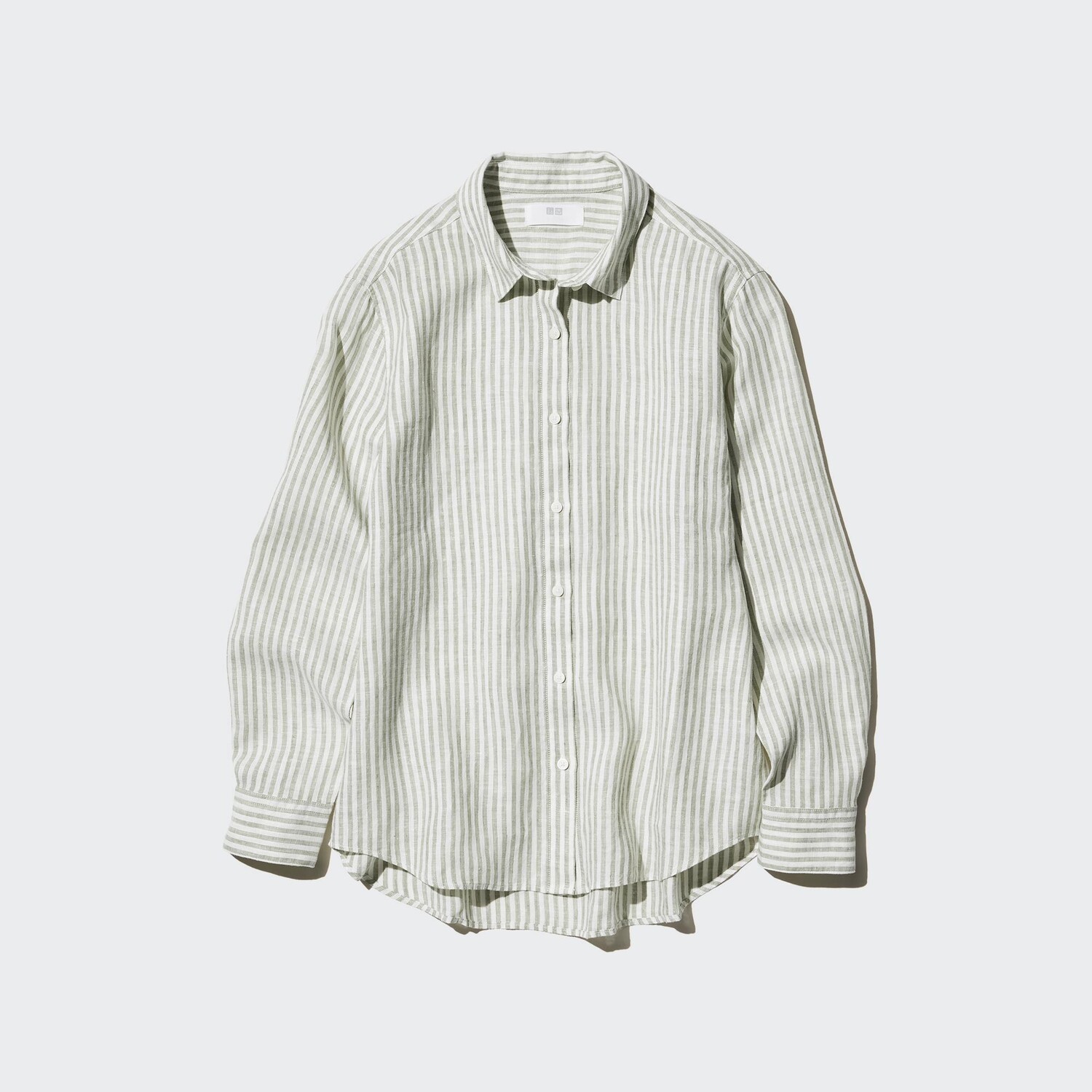 

Рубашка UNIQLO в полоску льняная премиум-класса с длинными рукавами, зеленый