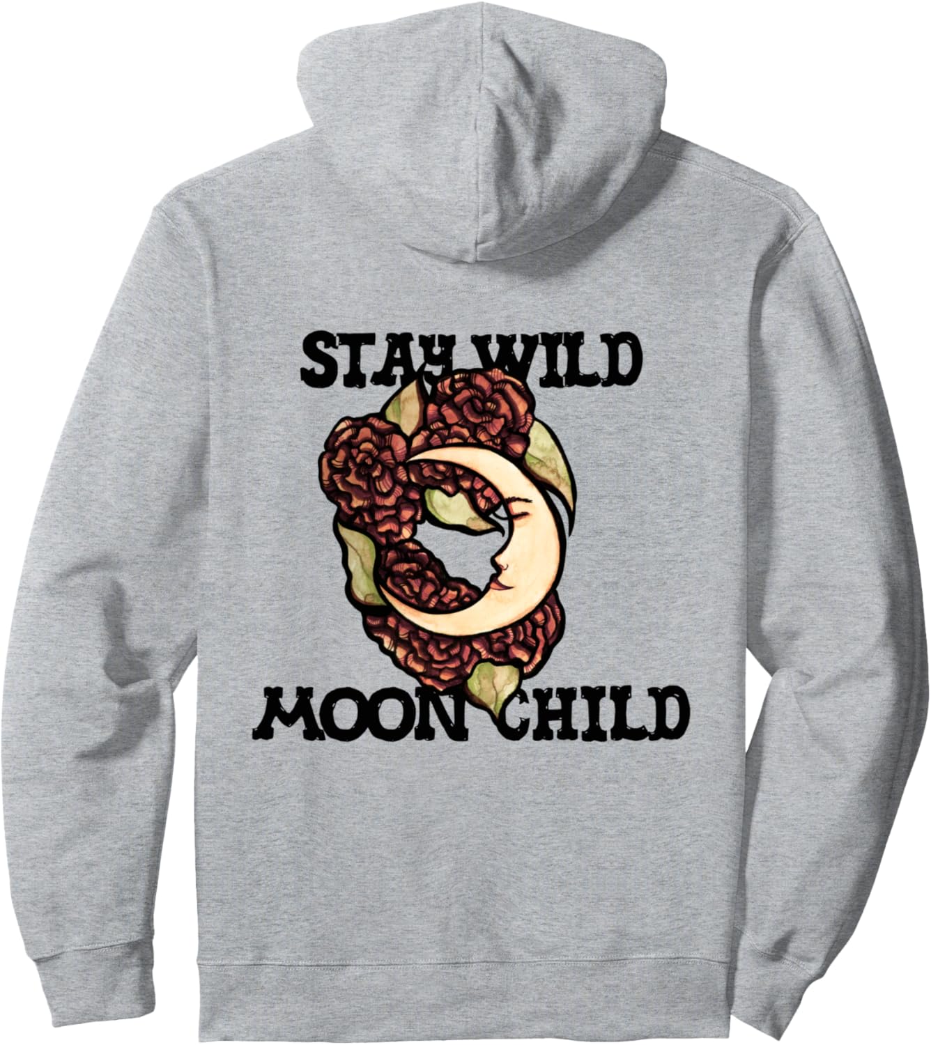 

Оставайся диким, дитя Луны, дитя Луны, цветок, дитя Полнолуния, искусство, худи с изображением Луны Moon Snugg, серый