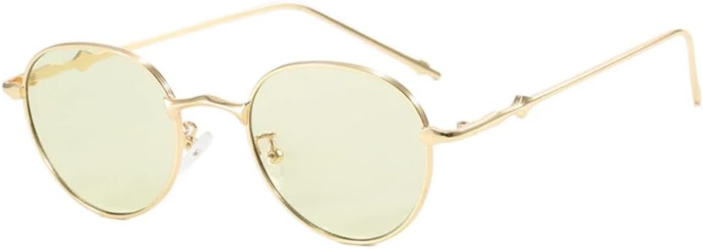 

Солнцезащитные очки с защитой UV400 | Маленькие круглые металлические цветные линзы | для женщин и мужчин, для занятий спортом на открытом воздухе и вождения DSVIGF, Gold Green