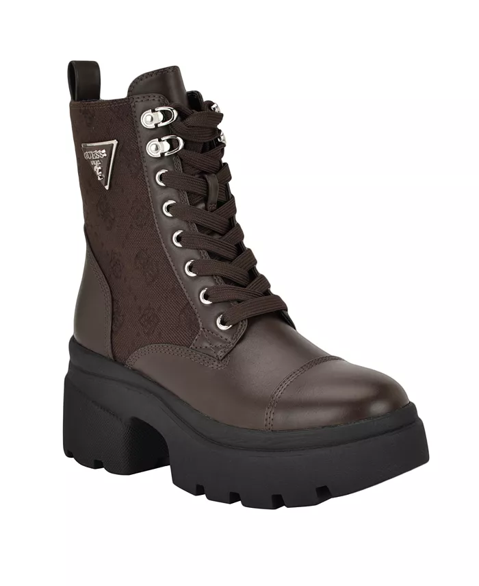 Женские ботинки Yarini Platform Lug Combat Guess, коричневый