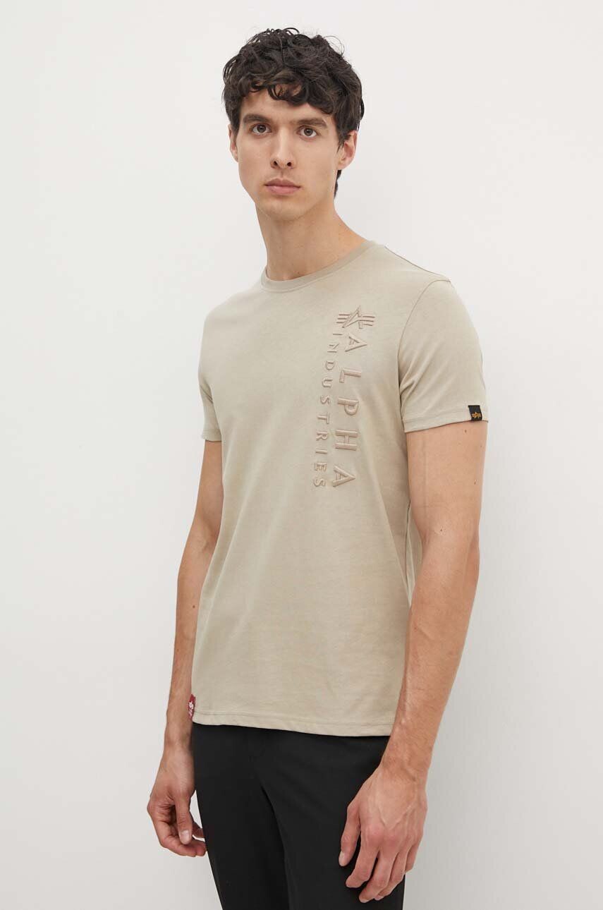 

Хлопковая футболка Alpha Industries, бежевый