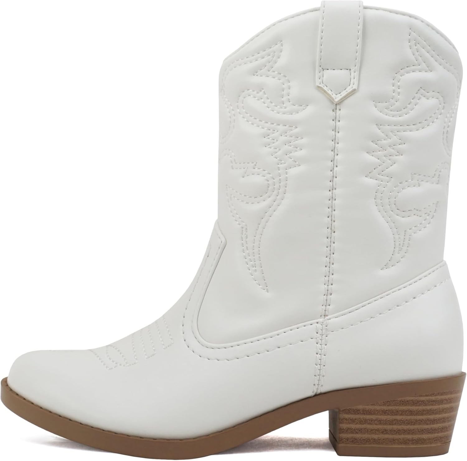 

Детские / девочковые / детские сапоги Soda RENO-2 Western-Cowboy, сшитые, с заостренным носком, низким каблуком, до щиколотки, модный голенище, Weißes Pu