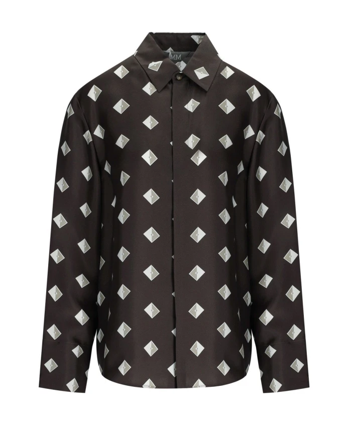 

Шелковая рубашка «зелиг» с геометрическим узором Max Mara, коричневый