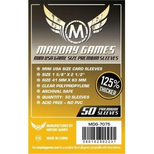 

Чехол для карточек Mayday Premium 50 Clear Mini American Card Sleeves 41 X 63Mm Mayday Games