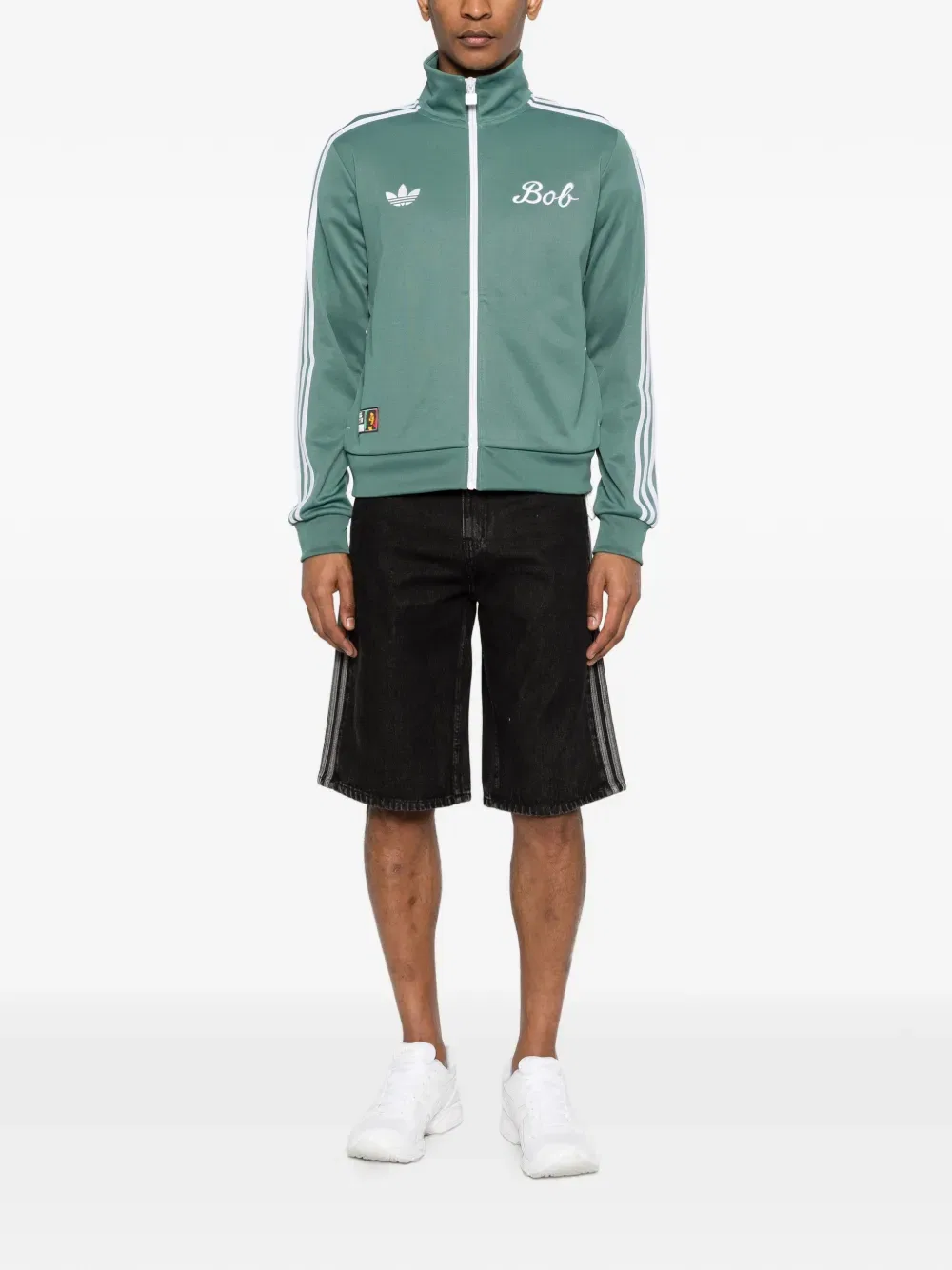 Спортивная куртка с тремя полосками Adidas, зеленый — фото 2