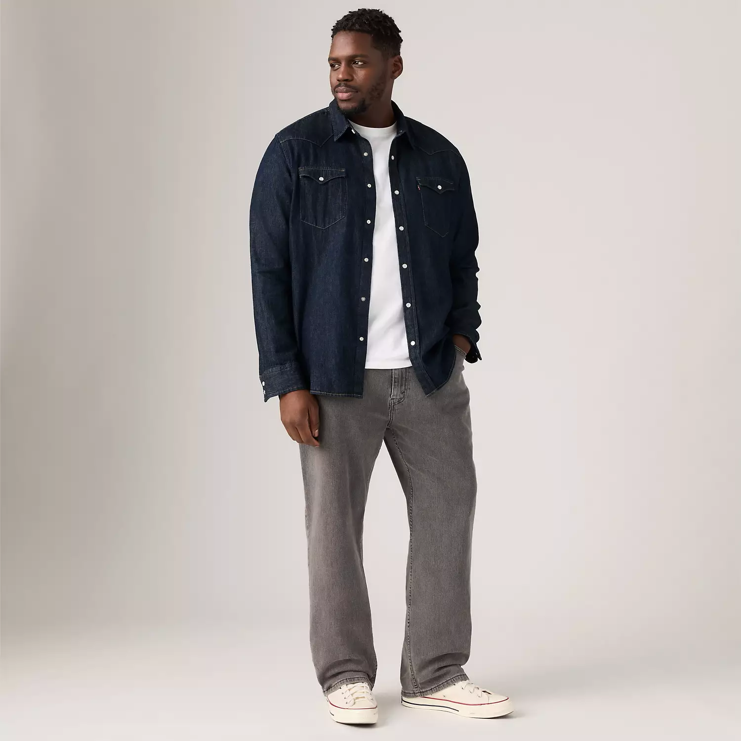 

559 Свободные прямые мужские джинсы (для больших и высоких) Levi's, цвет Thrifted Grey - Grey