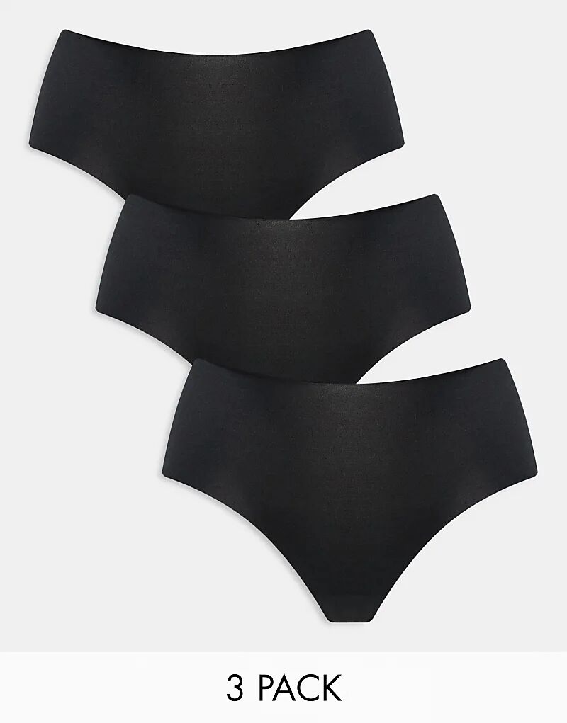 

ASOS DESIGN, 3 пары трусов-хипстеров, не оставляющих следов, черного цвета