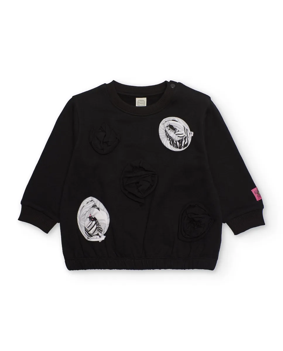 

Черная детская толстовка с объемными круглыми аппликациями Tuc tuc