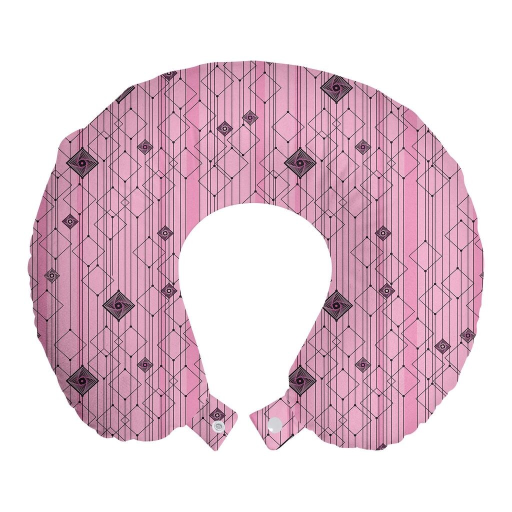 

ABAKUHAUS Абстрактная дорожная подушка для шеи, Modern Pink Geometric Art, Пенопластовые дорожные принадлежности для самолета и автомобиля, 30x30 см, Розовый кока-серый