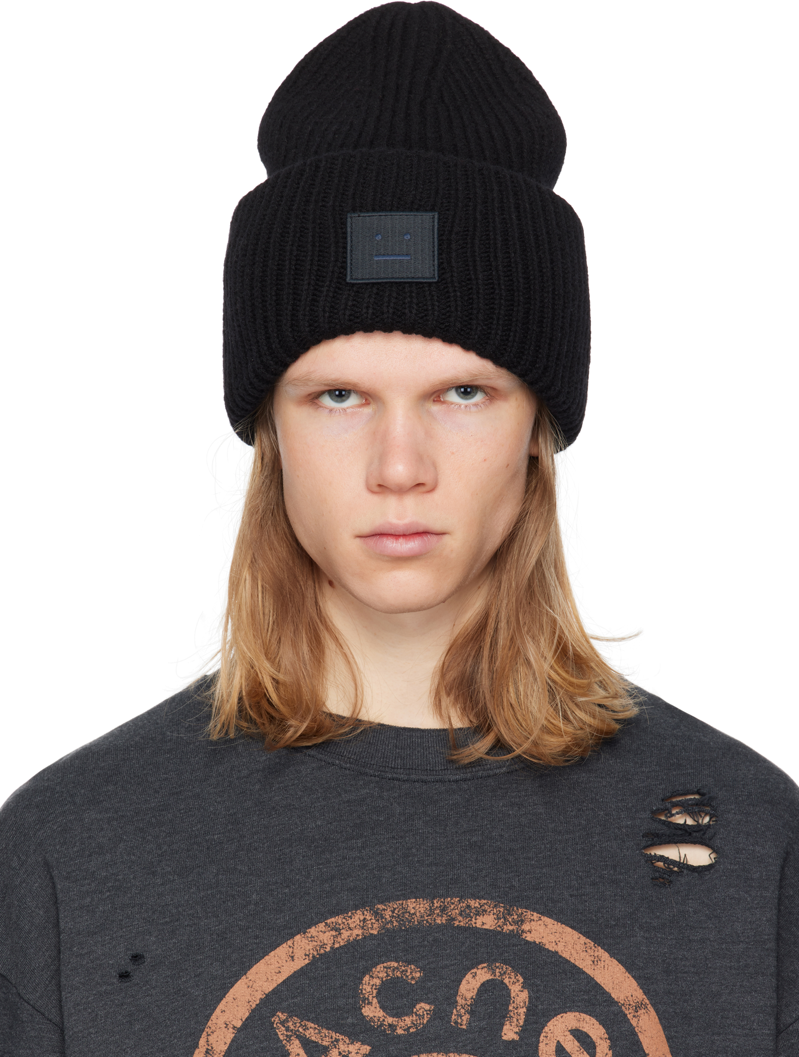 

Шапка с большим логотипом Acne Studios, черный