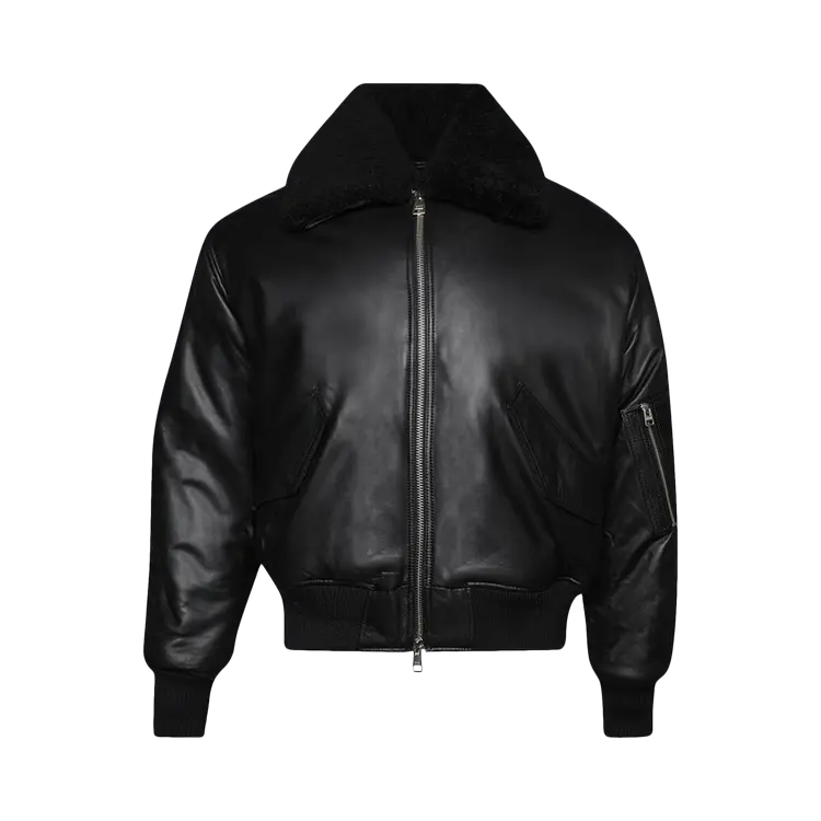 

Куртка Ami Leather Bomber 'Black', черный