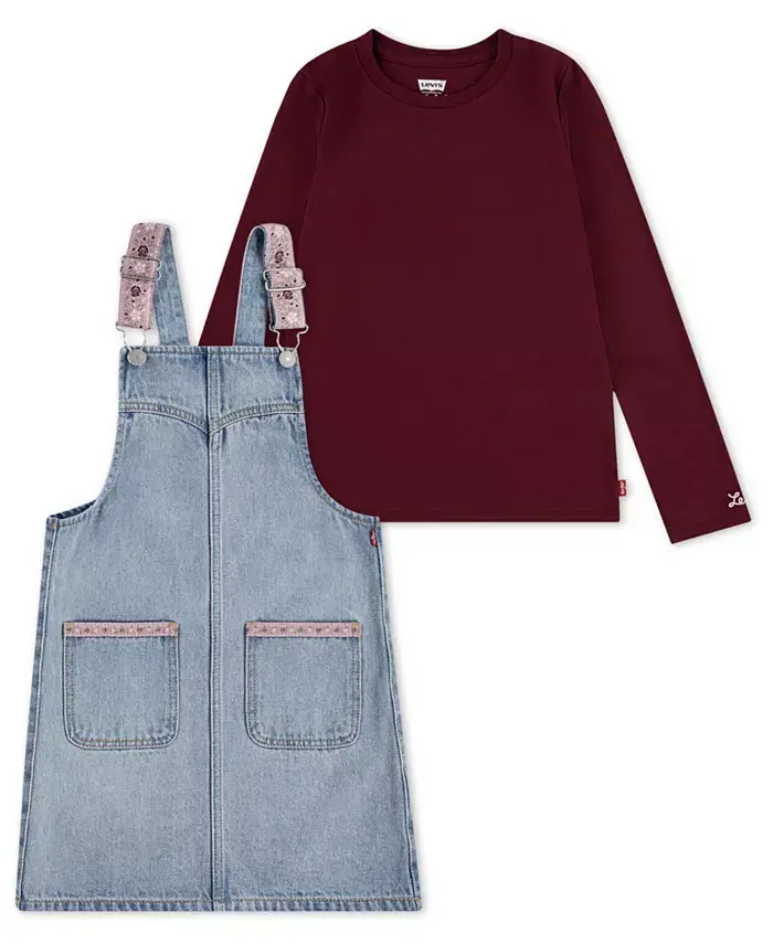 

Комплект из двух предметов: футболка с длинным рукавом и юбка в стиле вестерн для девочек младшего возраста Levi's