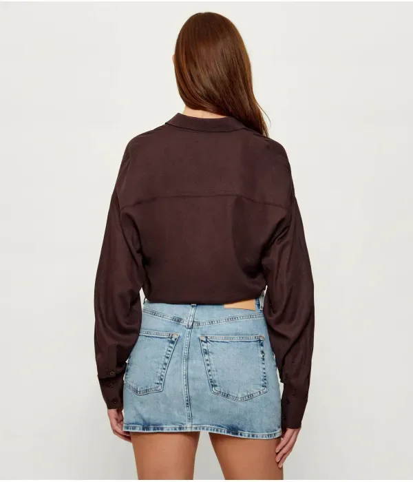Рубашка cropped fit Emporio Armani, коричневый — фото 3