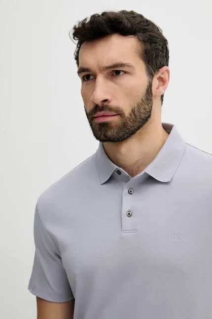 Поло Calvin Klein из эластичного хлопка, фиолетовое — фото 3