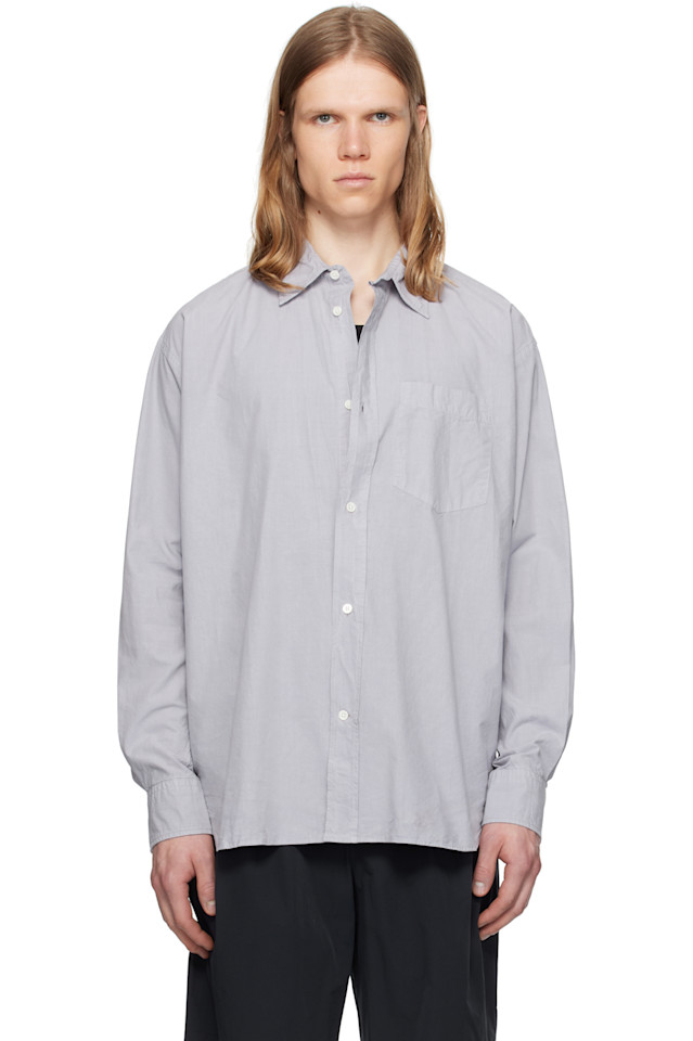 

Хлопковая рубашка с тенселом Norse Projects, фиолетовый