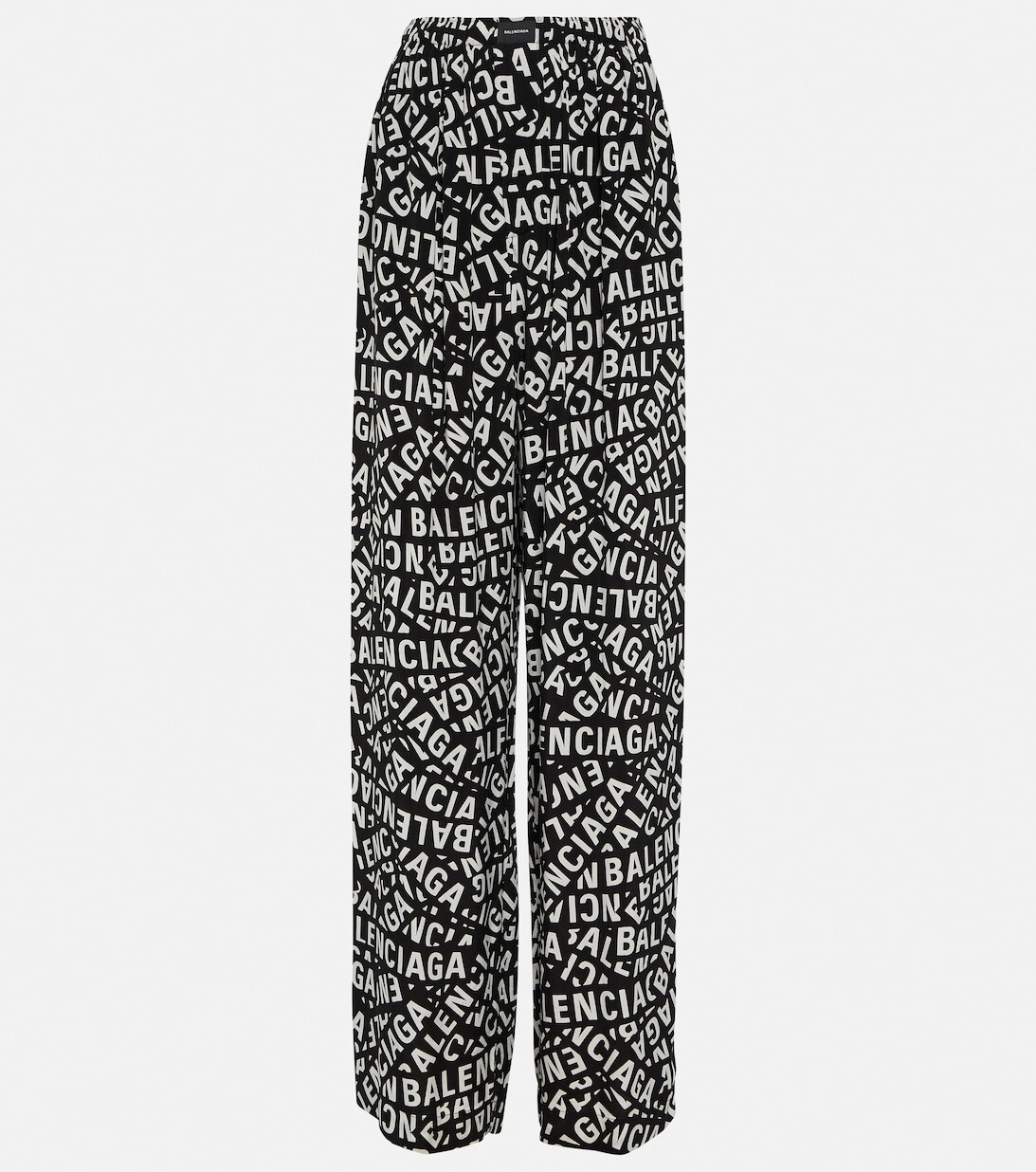 

Широкие брюки с высокой посадкой и логотипом BALENCIAGA, черный
