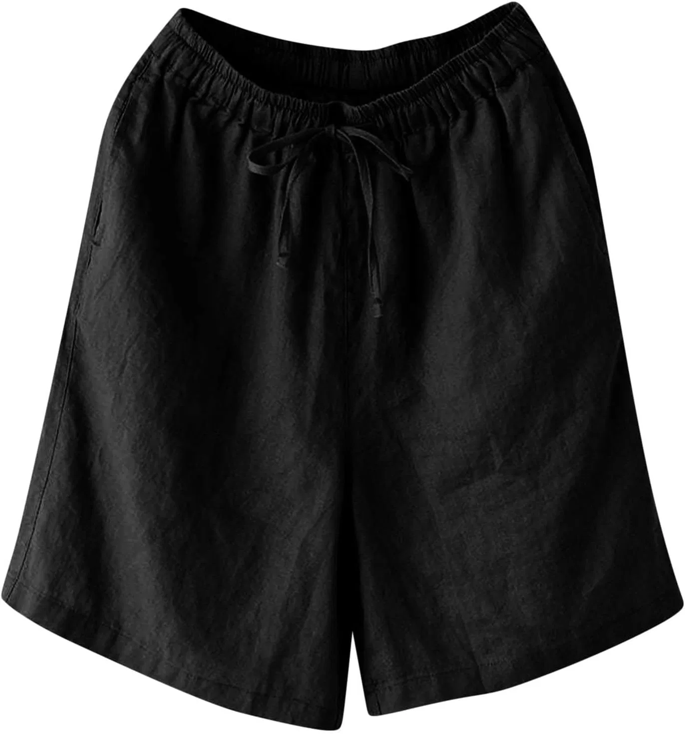 Шорты женские высокие с завышенной талией, Linen, черный — фото 3
