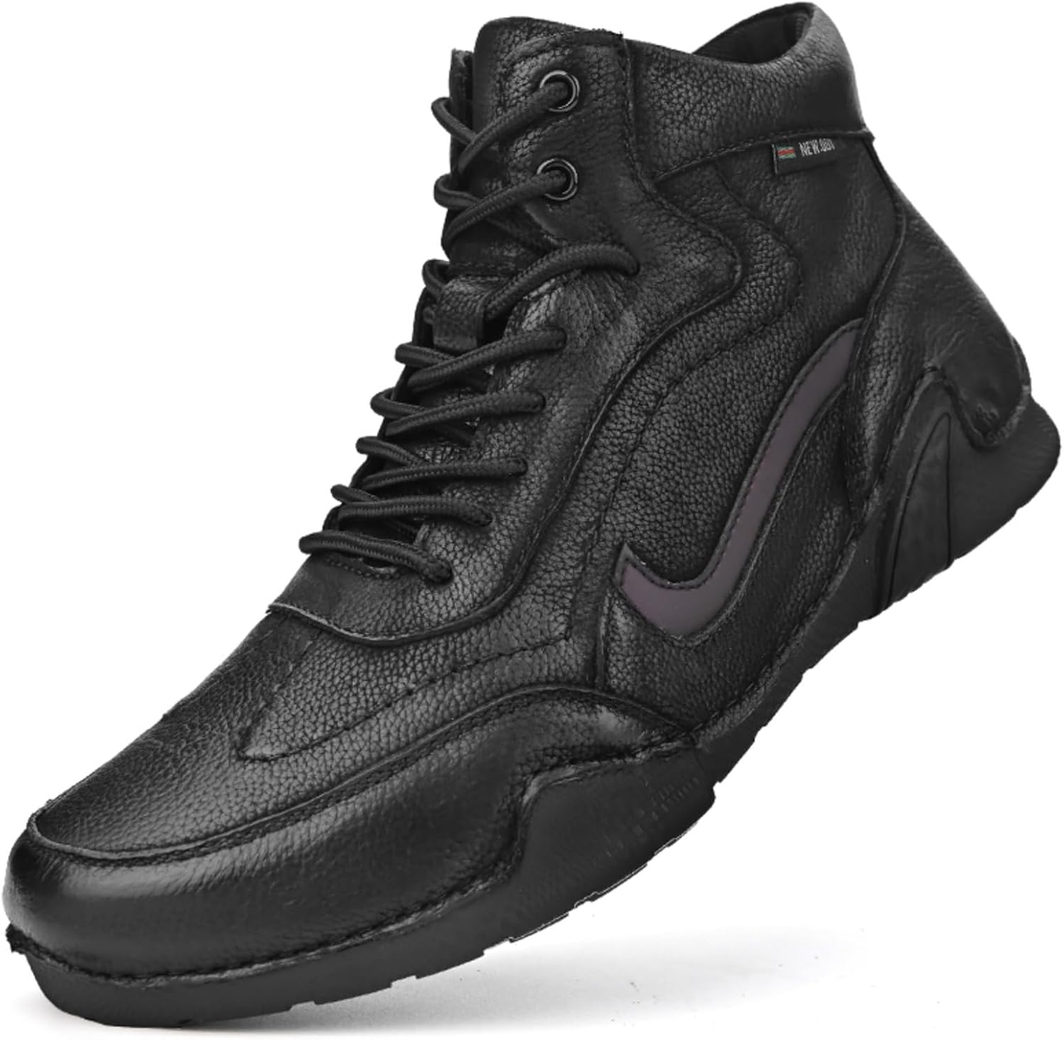 

Мужские высокие ботинки из натуральной кожи, модные шнурованные кроссовки с амортизирующей подошвой, термоподкладкой, удобные, противоскользящие, для прогулок, путешествий, поездок Yrzhgdl, черный