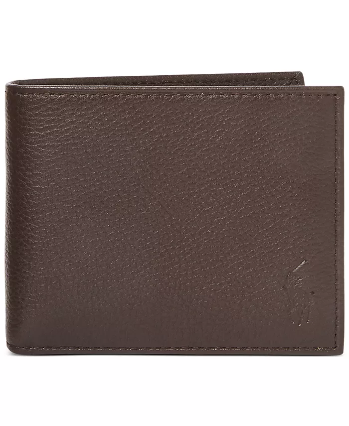 

Мужской бумажник из шагренированной кожи Passcase Polo Ralph Lauren, коричневый