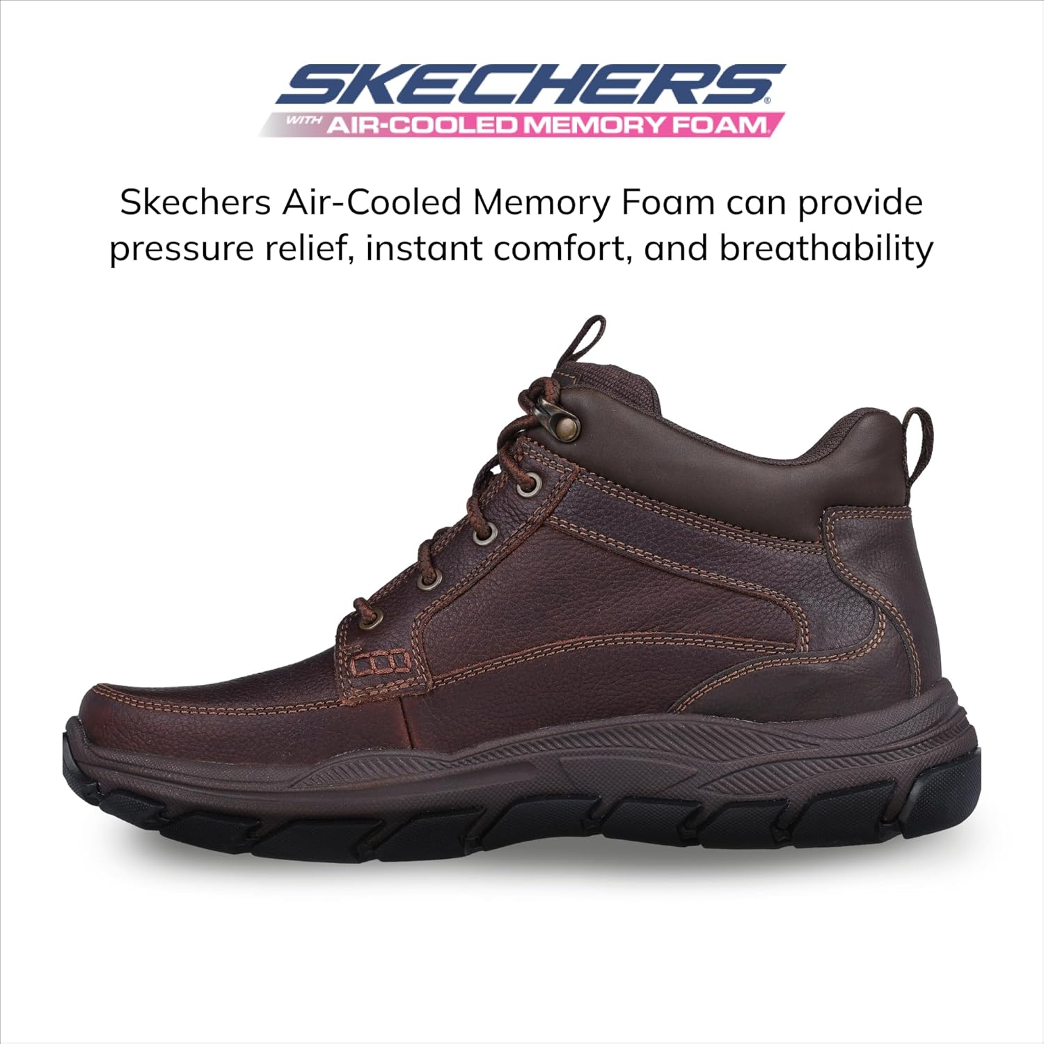 Мужские кроссовки Skechers Respected-Boswell с кожаным верхом и мокой, коричневый — фото 4