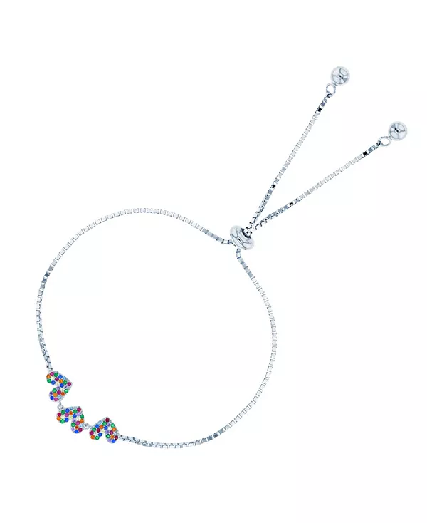 

Регулируемый браслет-боло с тремя сердечками из микрофианитов, выполненный из стерлингового серебра (также из 14-каратного золота поверх серебра) Macy'S, white