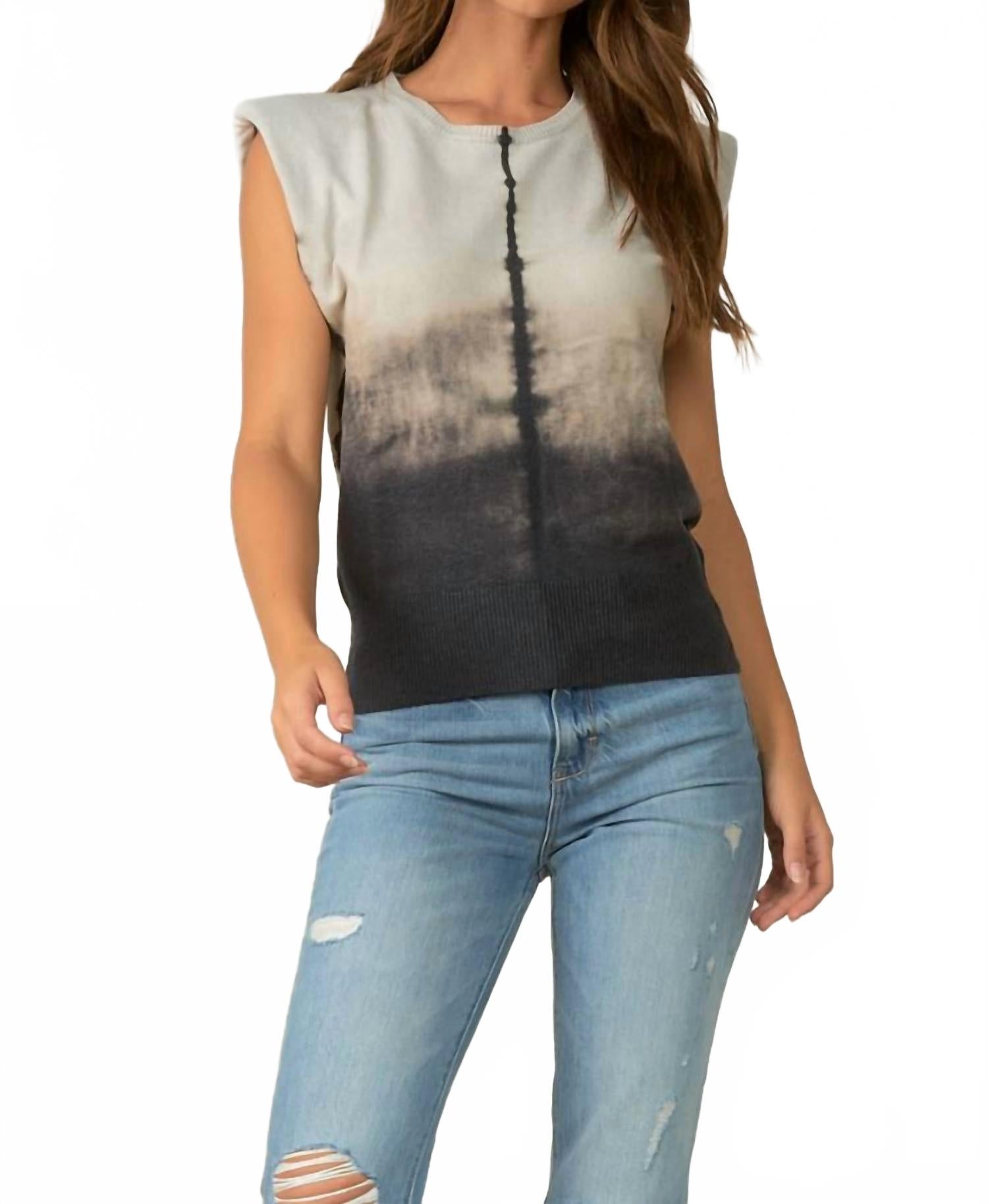 

Свитер без рукавов, облегающий фигуру, окрашенный в технике сибори ELAN, stone shibori dyed