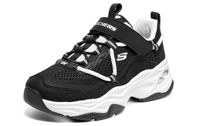 Skechers Низкие детские кроссовки-амортизаторы для девочек, черные, белые — фото 3