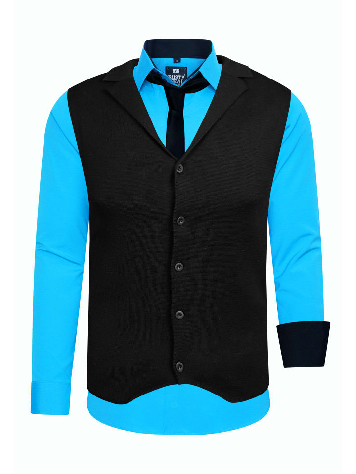 

Рубашка с жилетом и галстуком, комплект из 3 предметов, бирюзового цвета Rusty Neal