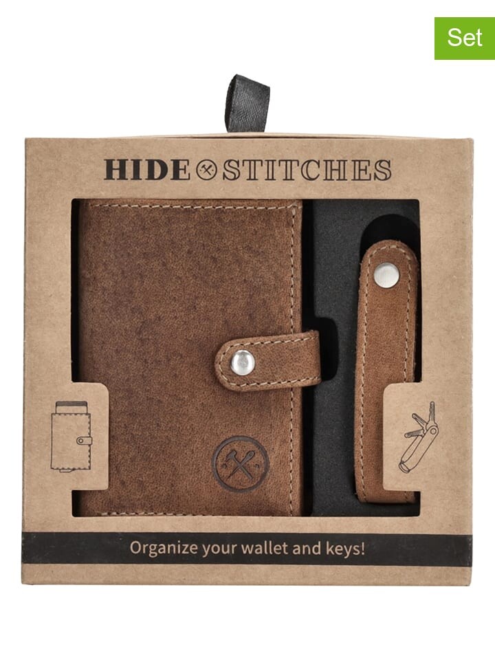 

Кошелек HIDE & STITCHES 2tlg Set Leder und Schlüsselanhänger, коричневый