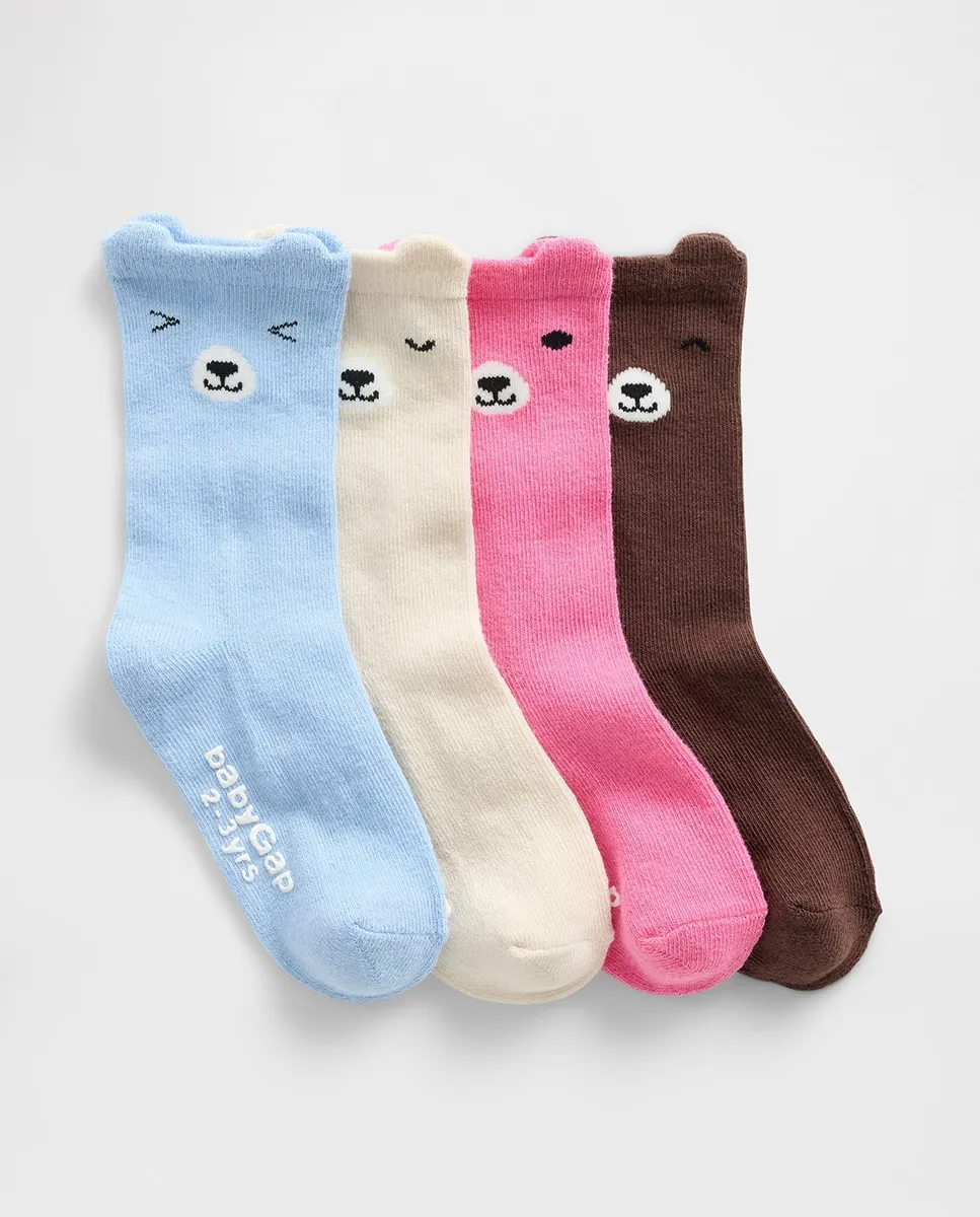 

Набор из 4 носков для девочки с медвежонком Gap, мультиколор