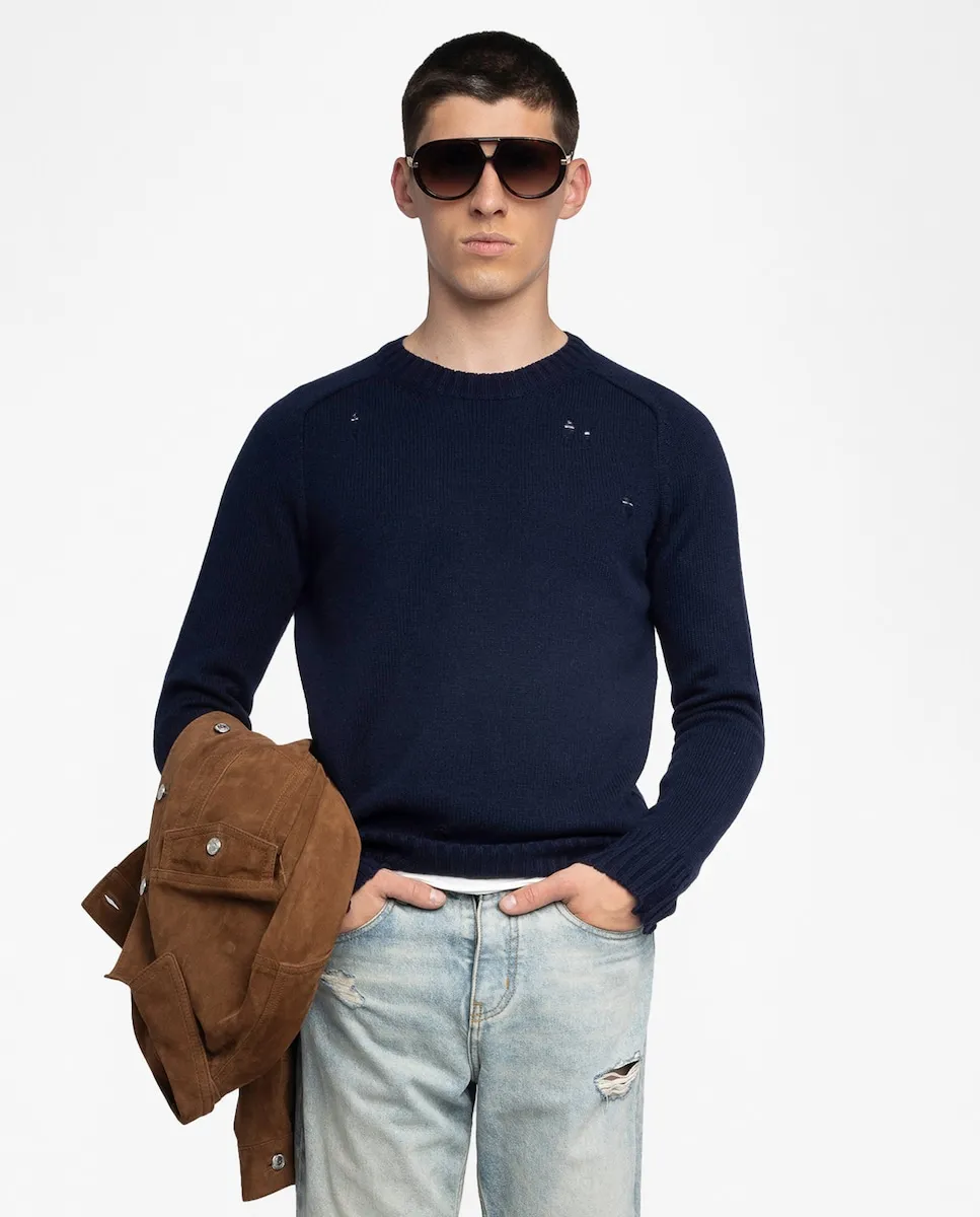 

Длинный джерси Jordan из шерсти для мужчин Zadig & Voltaire, темно-синий