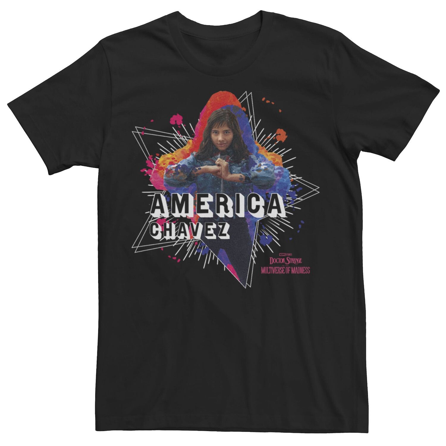 

Мужская футболка Marvel Doctor Strange Movie 2 America Chavez с портретной краской и звездой Licensed Character