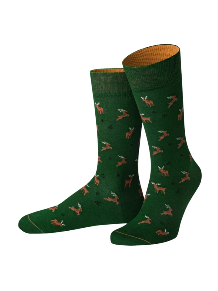 

Von Jungfeld Изображение узорчатых носков с северным оленем, выполненное в елово-зеленом цвете