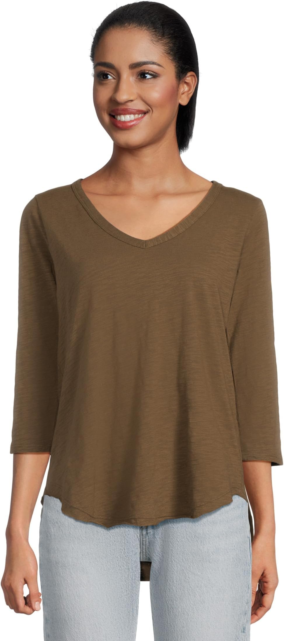 

Футболка Mod-o-doc 3/4 Sleeve V-Neck Tee with Curved Hem, FernSee Less