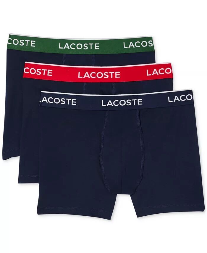 

Мужские боксеры стандартного кроя с логотипом на поясе, набор из 3 шт Lacoste, синий