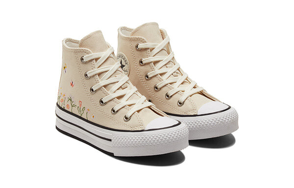 Кроссовки chuck taylor all star lift platform high ps 'floral embroidery - natural ivory' Converse, хаки — фото 3