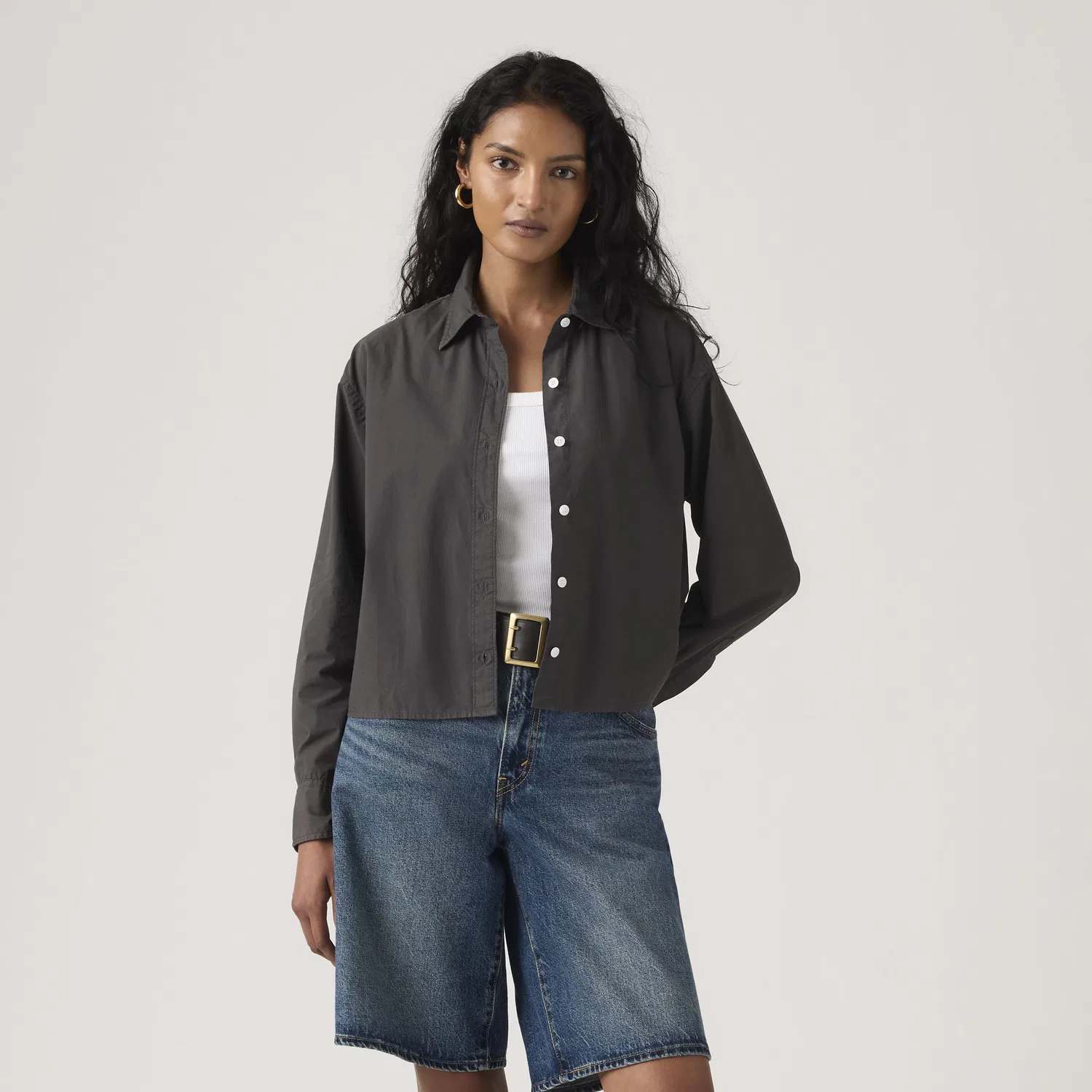 Укороченная рубашка Harlie Garment Dye Levi's, Black — фото 3