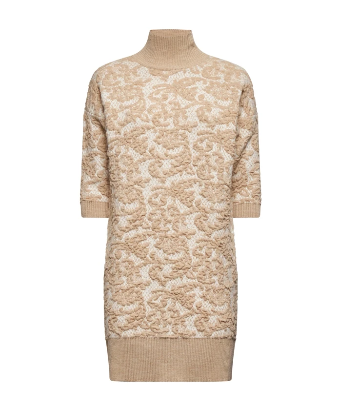 

Платье с высоким воротником и короткими рукавами Silvian Heach, бежевый