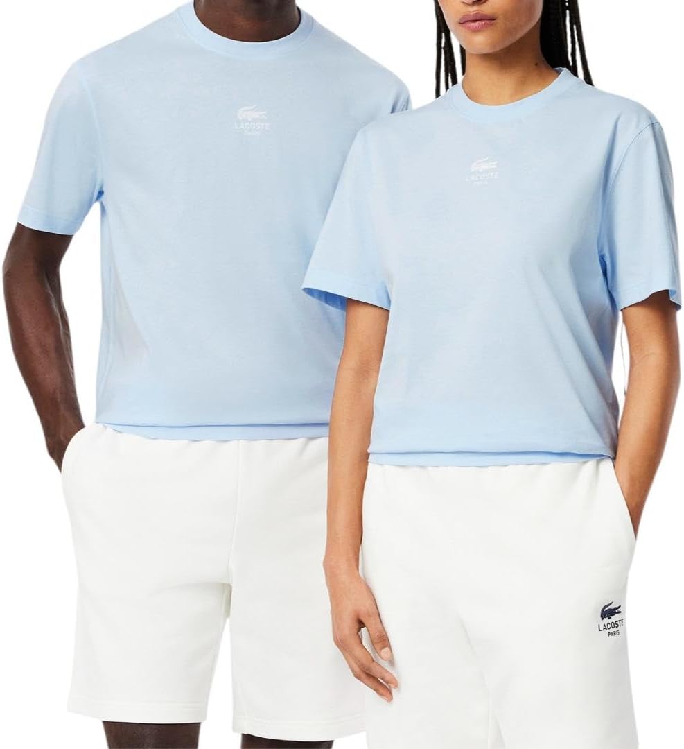 Футболка Lacoste, мужская, хлопок с логотипом, светло-голубой