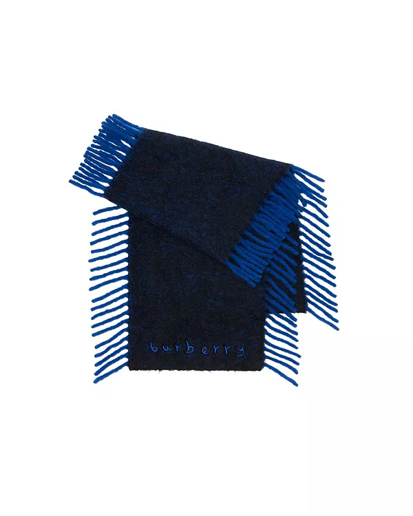 

Шарф «Счастливый» из смеси шерсти альпаки Burberry, синий