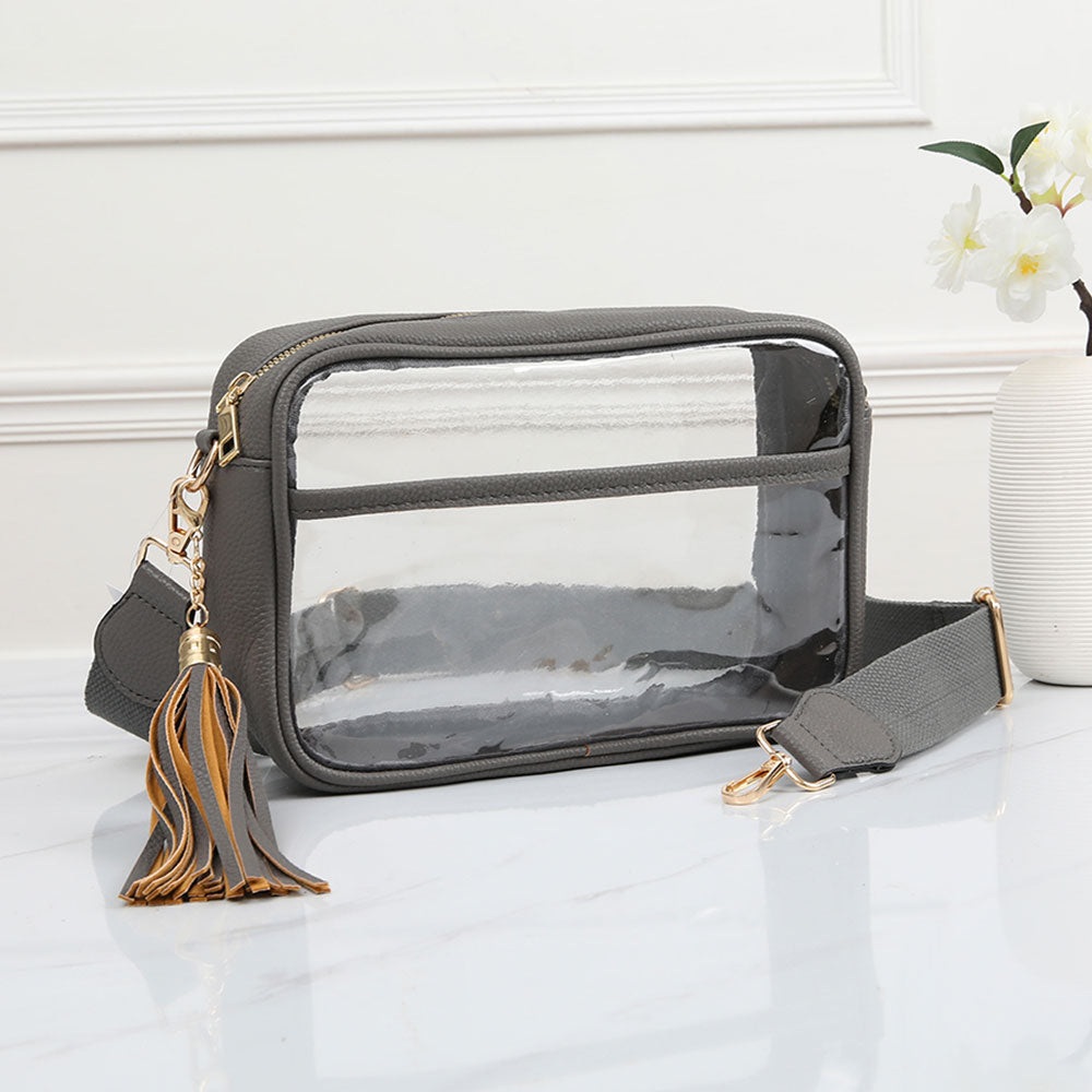 

Искусственная кожа прозрачная прямоугольная сумка через плечо FASHNZFAB, серый