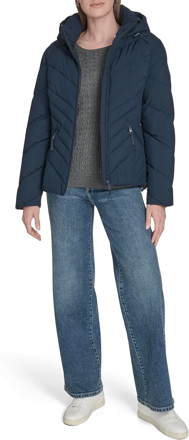 Женское легкое повседневное пальто Tommy Hilfiger с возможностью упаковки, Navy — фото 2