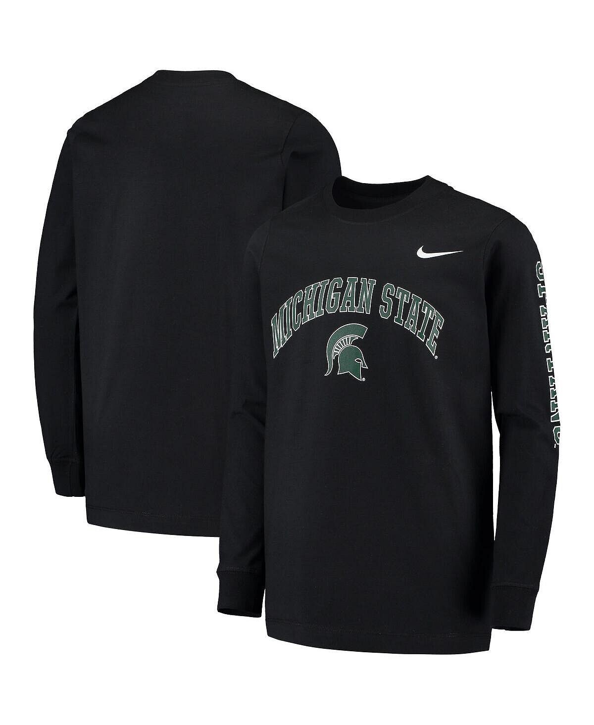 

Черная футболка с длинными рукавами Big Boys Michigan State Spartans Arch и логотипом 2-Hit Nike, Черный, Черная футболка с длинными рукавами Big Boys Michigan State Spartans Arch и логотипом 2-Hit Nike