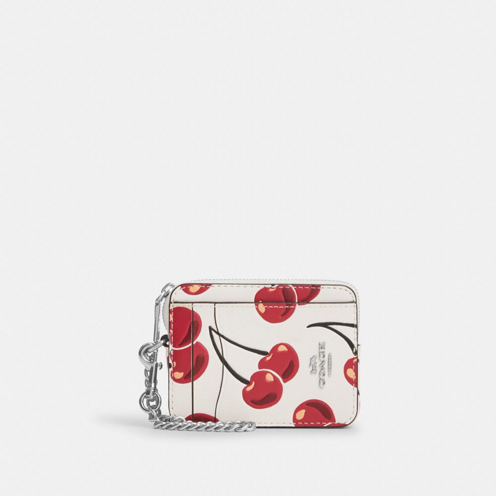 

Кошелек Coach Zip Card Case With Cherry Print, серебряный/мульти