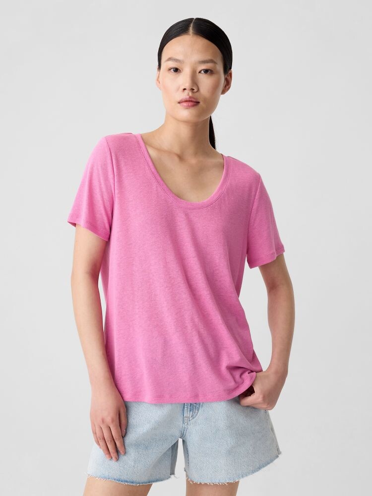 

Укороченная льняная рубашка Gap, розовый