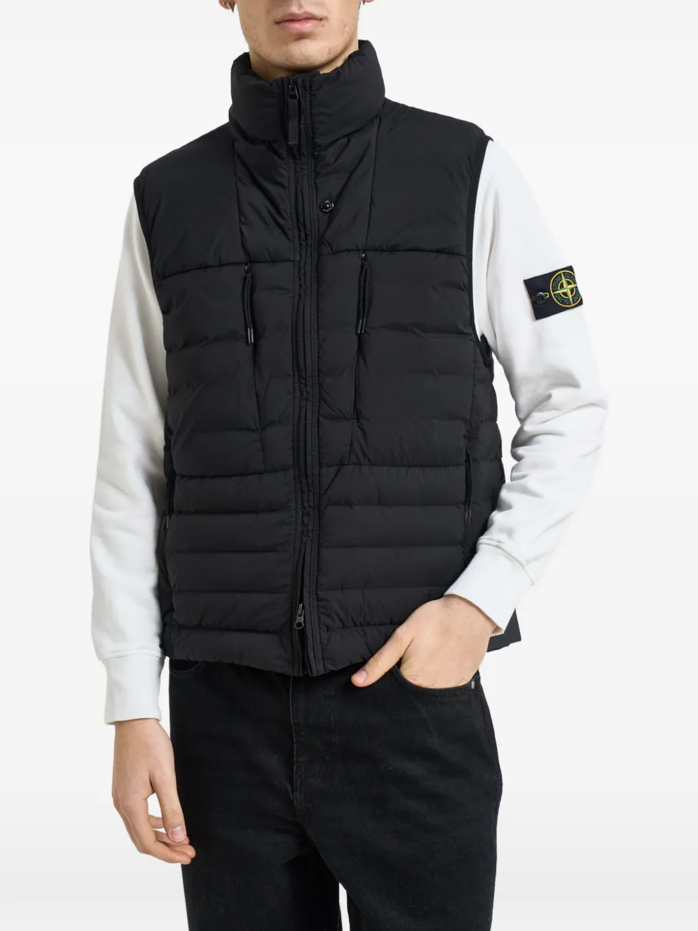 

Стеганый жилет без рукавов Stone Island, черный